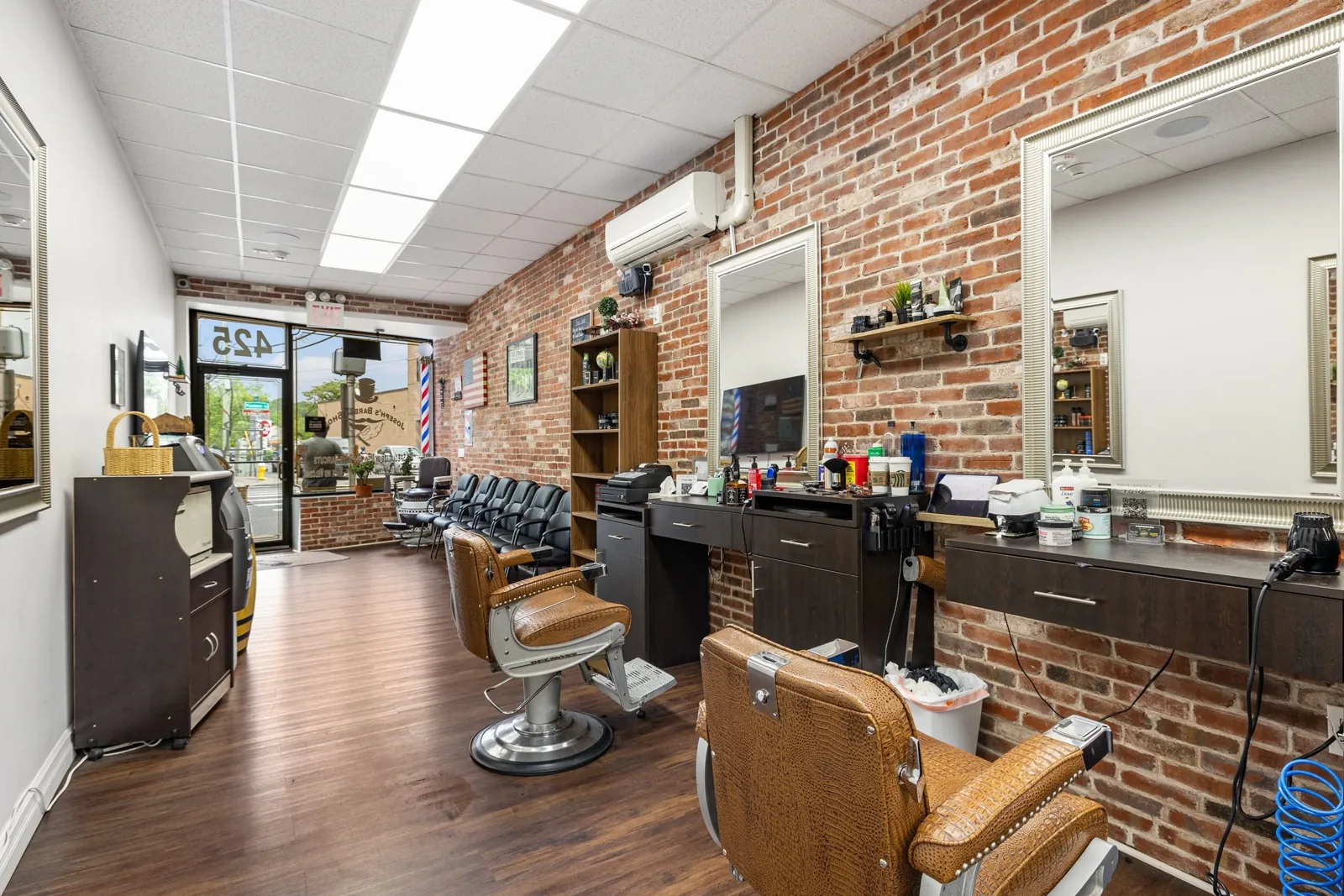 Joseph's Barbershop chair and grooming station in Manhasset